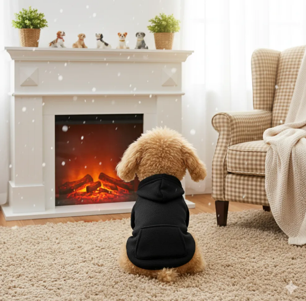 Winter Dog Hoodie Sweatshirts With Pockets Warm Dog Clothes