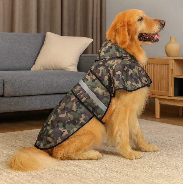 Reflective Adjustable Hooded Pet Rain Coat With Leash Hole