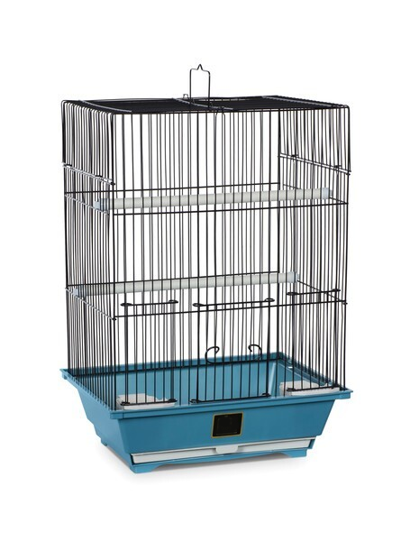 Removable iron mesh birdcage, 11.25"L X 9"W X 16.25"H. 14